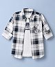 Pine Kids 100% Cotton Woven Full Sleeves Tartan Plaid Checks Shirt With Text Printed Tank Tee - White