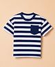 Honeyhap Premium 100% Cotton Knit Yarn dyed Striper Oversized T-Shirt with Half Sleeves & Bio Finish - White