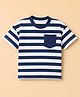 Honeyhap Premium 100% Cotton Knit Yarn dyed Striper Oversized T-Shirt with Half Sleeves & Bio Finish - White