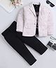 Fourfolds Cotton Blend Woven Full Sleeves Textured Geometric Printed Blazer & Trousers With Tee Set - Beige