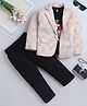 Fourfolds Cotton Blend Woven Full Sleeves Checked Blazer & Trousers With Tee Set - Beige