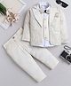 Fourfolds Woven Full Sleeves Abstract Designed 3 Piece Party Suit Set With Bow - Cream