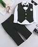 Fourfolds Cotton Blend Woven Full Sleeves Abstract Designed Beads Embellished 3 Piece Party Suit Set With Bow - Olive Green