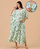 The Mom Store Cotton Woven Half Sleeves Tropical Theme Printed Maternity Kaftan Style Nighty With Front Open Nursing Access - Multi Colour