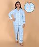 The Mom Store Cotton Woven Full Sleeves Teddy Bear Printed Coordinating Shirt & Pant Maternity Night Suit - Light Blue