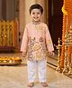 Ridokidz Cotton Woven Full Sleeves Floral & Animal Printed Kurta Pajama Set - Peach