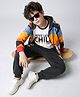 OLLINGTON ST. Cotton Looper Knit Full Sleeves Hooded Printed Jacket & Joggers Set With Text Printed Inner Tee - White