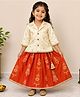 BAATCHEET Cotton Woven Three Fourth Sleeves Booti Embroidered Lehenga Choli Set - Orange