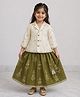 BAATCHEET Cotton Woven Three Fourth Sleeves Booti Embroidered Lehenga Choli Set - Green