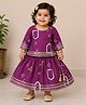 BAATCHEET Cotton Woven Three Fourth Sleeves Floral Motifs Printed & Lace Embellished Lehenga Choli Set - Purple