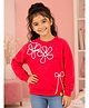 Kiddopanti Fleece Knit Full Sleeves Floral Embroidered Light Winter Sweatshirt - Red
