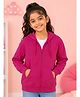 Kiddopanti Fleece Knit Full Sleeves Solid Light Winter Hooded Sweatjacket - Pink