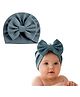Trubliz Cotton Woven Bow Applique Detailed Turban Hat - Grey - Circumference 43-48 Cm