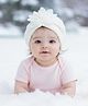 Trubliz Cotton Woven Floral Applique Detailed Turban Hat - White - Circumference 43-48 Cm