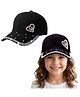 Trubliz Cotton Woven Heart Designed Rhinestones Embellished Baseball Cap - Black - Circumference 50-57 Cm