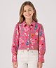 CrayonFlakes Cotton Woven Full Sleeves Floral Printed Shirt Style Top - Pink