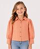 CrayonFlakes Cotton Woven Full Sleeves Floral Printed Shirt Style Top - Orange