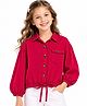 CrayonFlakes Cotton Woven Full Sleeves Solid Knot Detailed Top - Dark Pink