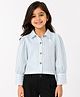 CrayonFlakes Cotton Woven Full Sleeves Striped Shirt Style Top - Light Green