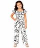 CrayonFlakes Woven Cold Shoulder Floral Printed & Frill Detailed Jumpsuit - Off White