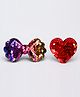 Tia Hair Accessories Set Of 2 Bow & Heart Designed Sequin Embellished Alligator Hair Clip - Red & Multi Colour