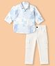 Radutu Cotton Woven Full Sleeves Shirt and Cargo Pants Set With Abstract Shapes Print - Light Blue