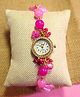 Kamule Beads Detailed Bracelet Analogue Watch - Pink