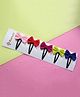 Kamule Set Of 5 Bow Applique Detailed Snap Clips - Multi Colour