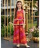Cutiekins Woven Sleeveless Gota Lace Embellished & Floral Design Bandhni Printed Kurti & Palazzo Set - Orange & Multi Colour