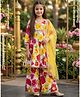 Cutiekins Viscose Rayon Woven Three Fourth Sleeves Gota Lace Embellished & Floral Printed Kurti Salwar Set With Dupatta - White & Multi Colour