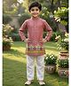 Cutiekins Viscose Rayon Woven Full Sleeves Floral Motifs Printed Kurta Pyjama Set - Rust & White