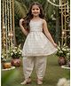 Cutiekins Silk Woven Sleeveless Graph Checked & Gota Lace Embellished Kurti & Dhoti Set - White