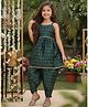 Cutiekins Silk Woven Sleeveless Graph Checked & Gota Lace Embellished Kurti & Dhoti Set - Green