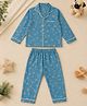 Vastrarth Cotton Woven Full Sleeves Abstract Printed Coordinating Shirt & Pajamas Night Suit - Blue