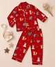 Vastrarth Cotton Woven Full Sleeves Animals Printed Coordinating Shirt & Pajamas Night Suit - Red