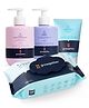Growgether Baby Travel Skin Care Essentials Kit | Newborn Baby Gift Set with Baby Wipes, Diaper Rash Cream (100g), Baby Lotion (300ml) & Baby Wash Shampoo (300ml) | Care Pack of 4 Combo