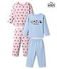 Bonfino Disney 100% Cotton Interlock Knit Full Sleeves Co-ord T-Shirt & Pajama Night Suit with Minnie Mouse Graphic Print Pack of 2 - Light Blue & Pink