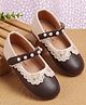 Babyoye Velcro Closure Ballerina with Pearl - Brown