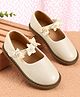 Babyoye Velcro Closure Ballerina With Floral Applique - Beige