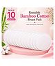 Sparkle Joy Reusable Nursing Pads 4-Layer Organic Bamboo Cotton, Ultra-Soft, Absorbent and Leak-Proof, Contoured Comfort Fit, Pack of 10 White