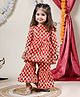Titrit Cotton Woven Full Sleeves Lace Embellished Floral Printed Kurti & Sharara Set - Red