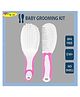 Joy Buzz Ergo Grip Hair Brush & Comb Grooming Set With Soft Bristles Pink