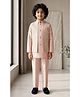 Ahhaaaa Jacquard Woven Full Sleeves Solid Sherwani & Pants With Geometric Embroidered Jacket Set - Pink