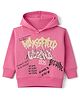 Wingsfield Knit Hooded Full Sleeves Sweatshirt With Text Print - Pink