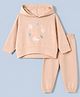 Wingsfield Knit Full Sleeves Hooded Sequinned Winter Wear Suit - Peach