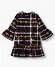 Wingsfield Knit Winter Frock with Full Sleeves and Tartan Plaid Print in Multi Color for 3-4 Years