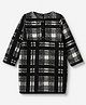 Wingsfield Knit Full Sleeve Winter Dress with Checked Design in Black