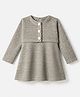 Wingsfield Knit Full Sleeves Frock with Shrug and Herringbone Print in Beige