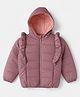 Wingsfield Knit Full Sleeves Hooded Padded Winter Jacket - Pink