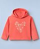 Wingsfield Knit Hoodie with Full Sleeves and Floral Print - Dark Pink